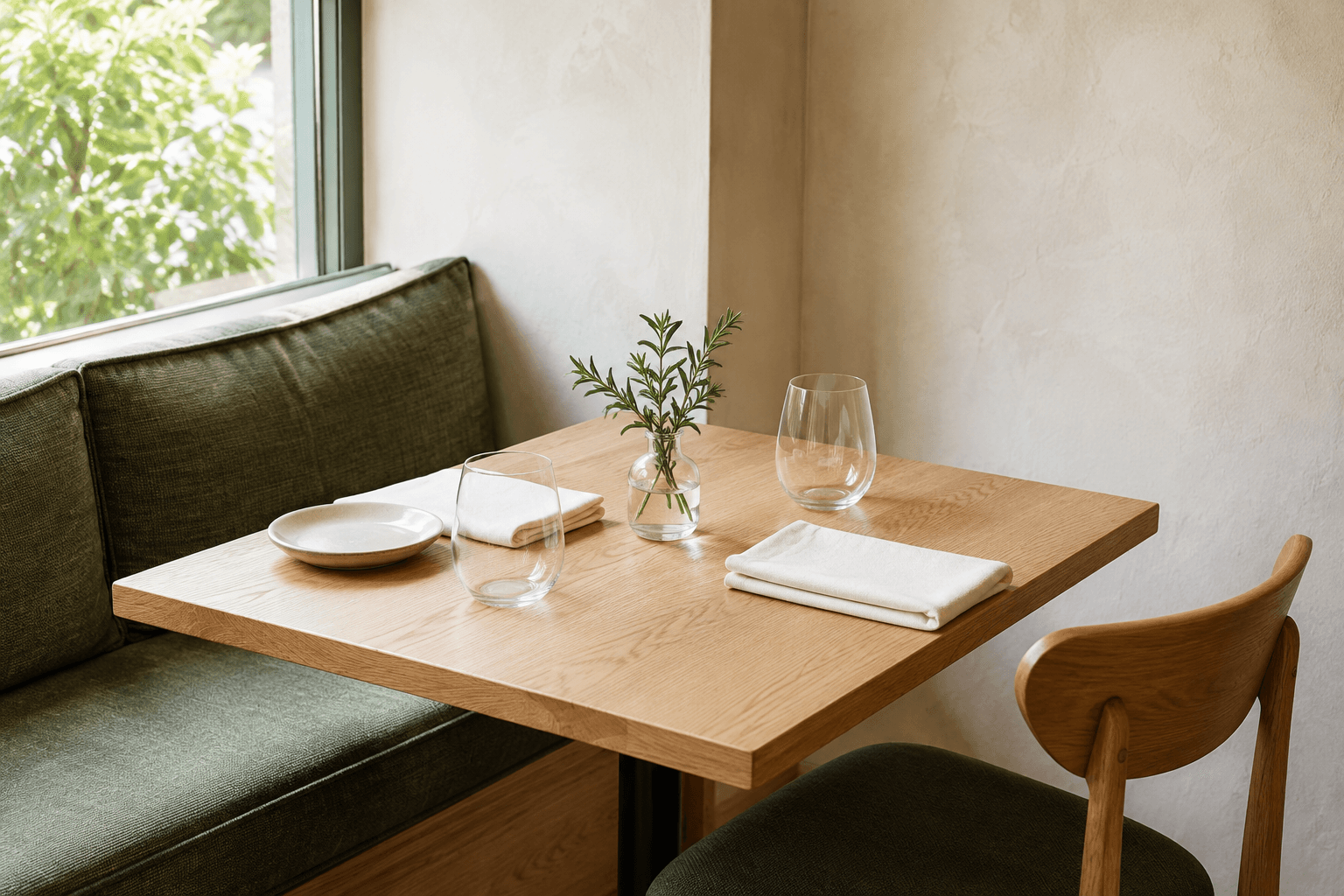 A welcoming restaurant table set for two guests